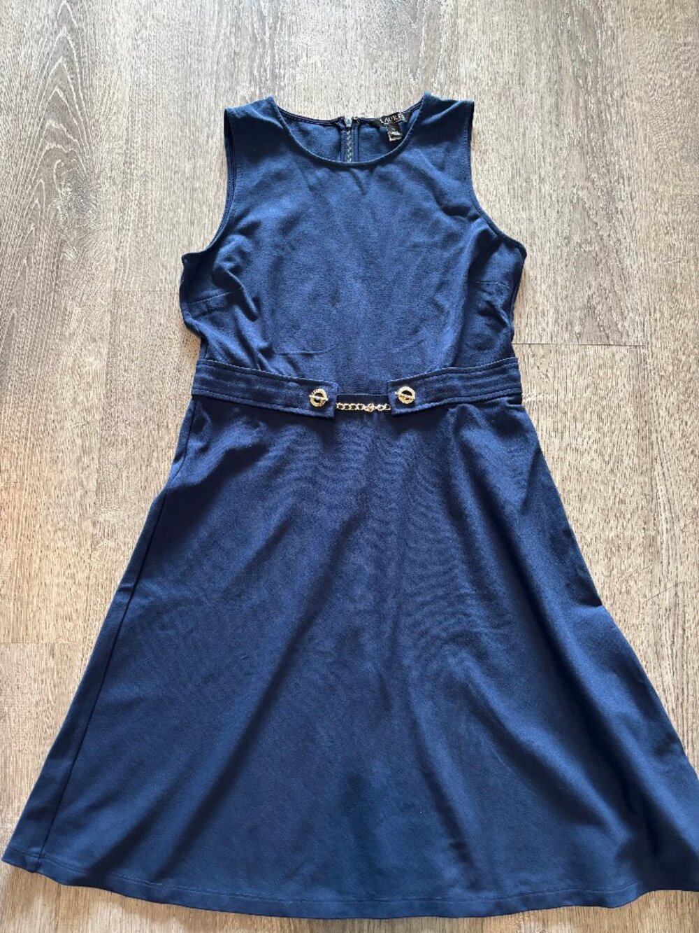 Ralph Lauren Navy dress with gold chain